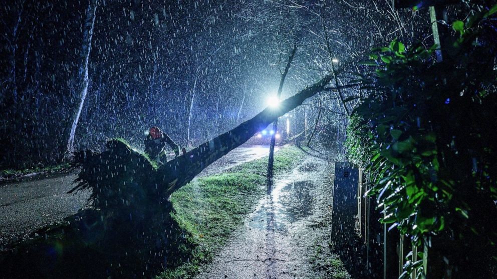 Crews cleared fallen trees and worked to restore power to about 400,000 people in Britain as  - Shared on English With News 21 February 2022, Monday.